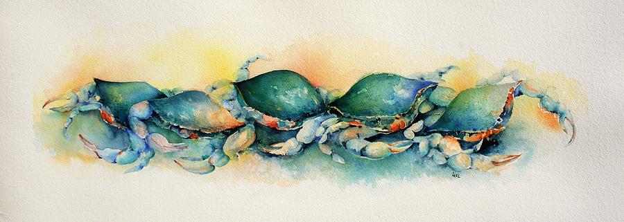 Row of Crabs Painting by Lael Rutherford