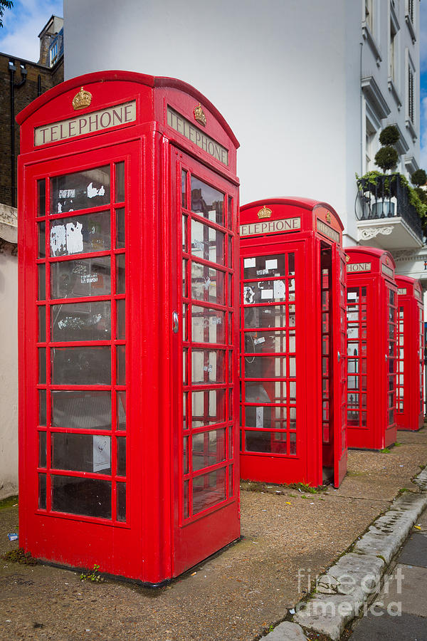 London Photograph - Row of Phone Booths by Inge Johnsson