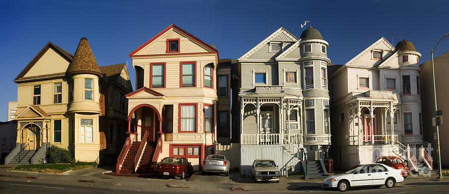 Row of Victorian Houses in Oakland, California Photograph by Wernher Krutein