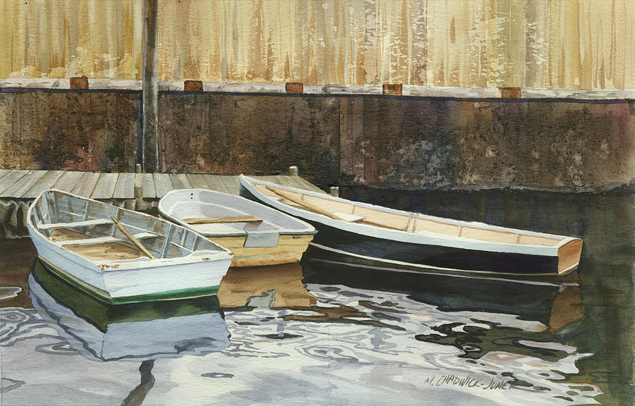 Dinghies Painting - Rowboat Trinity by Marguerite Chadwick-Juner