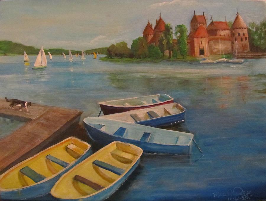 Maria Painting - Vaska Adventures on Lake Galve Lithuania by Maria Milazzo