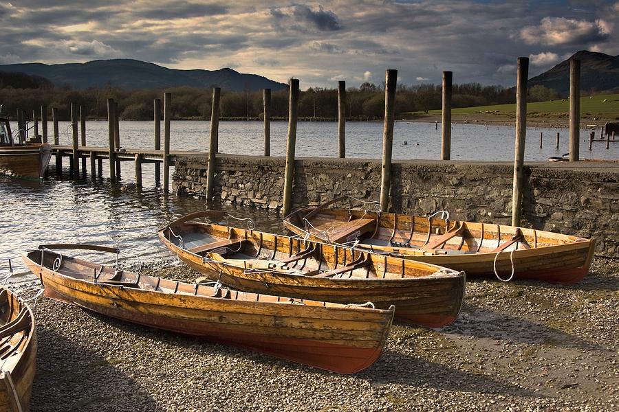 Rowboats on Lake District Shore Photograph by John Short