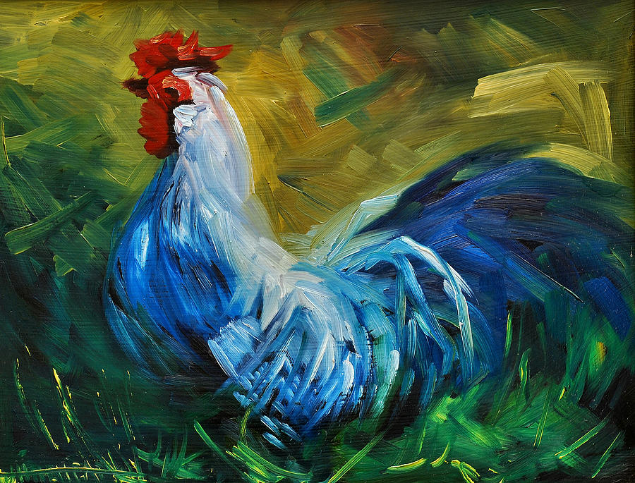 Rooster Painting - Rowdy Rooster by Diane Whitehead