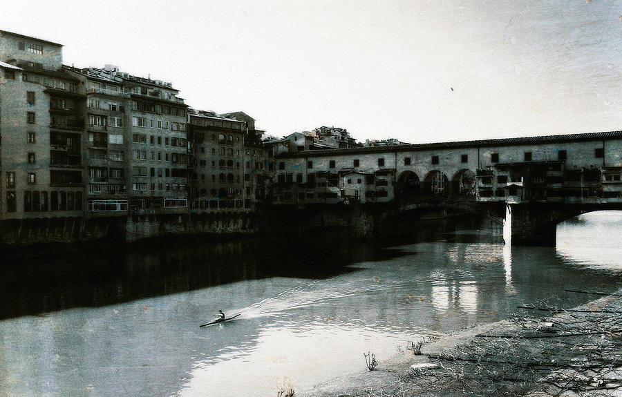 Rower on the Arno Photograph by Marna Edwards Flavell