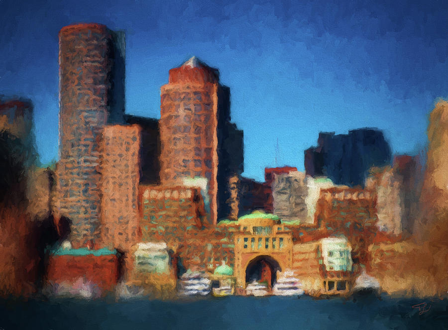 Boston Painting - Rowes Wharf Boston by Thomas Logan