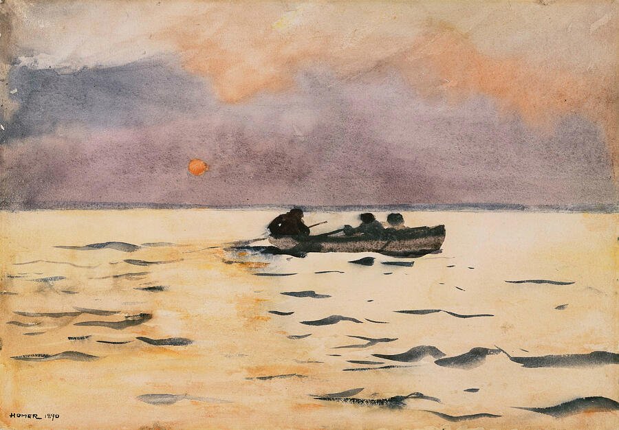 Winslow Homer Painting - Rowing Home, from 1890 by Winslow Homer