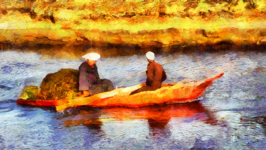 Holiday Painting - Rowing in the Nile by George Rossidis