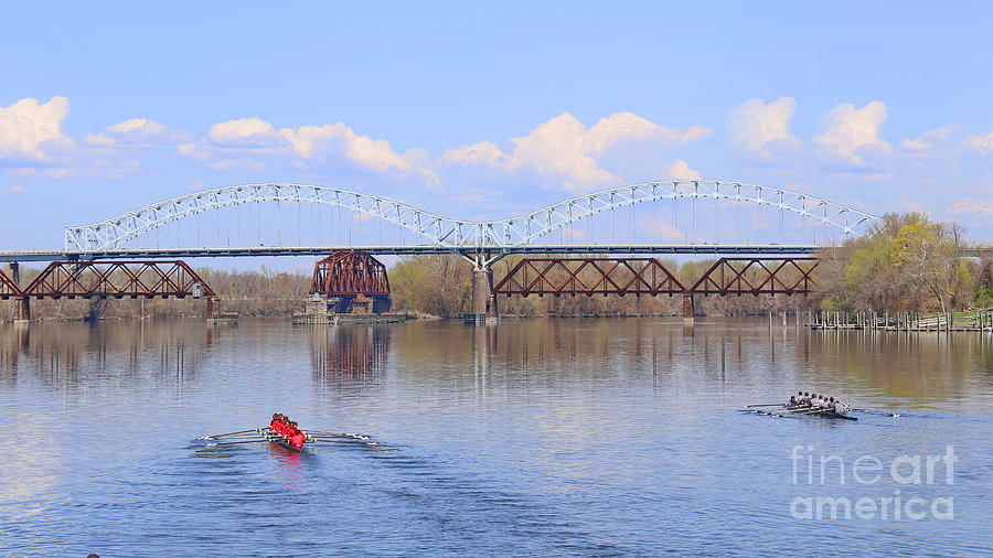 Athlete Photograph - Rowing On The Connecticut River by Marcel  J Goetz  Sr