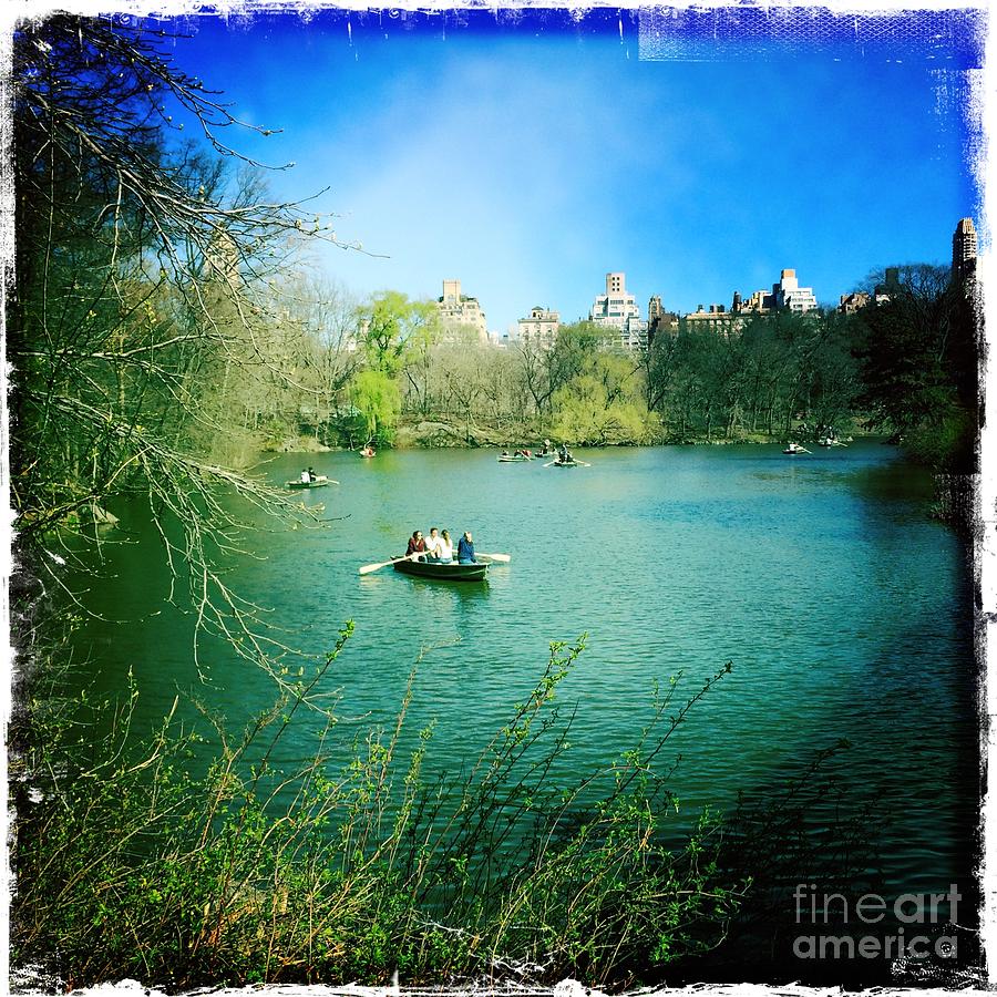 Rowing on the Lake - Central Park in Spring Photograph by Miriam Danar