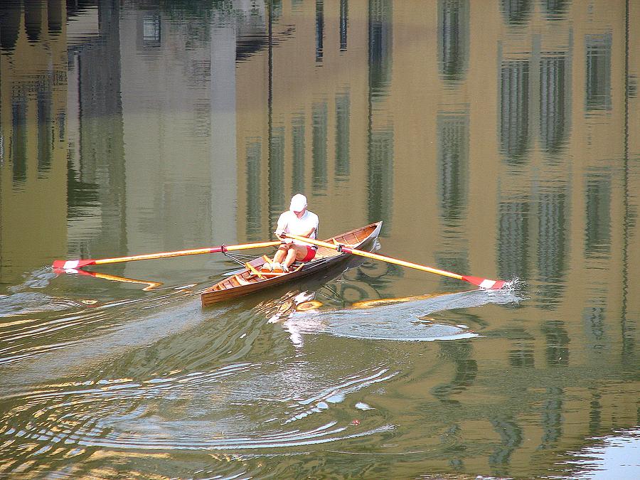 Rowing on the River Arno Photograph by Diane Height