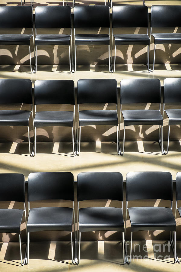 Rows of Empty Chairs in a Meeting Hall Photograph by Bryan Mullennix