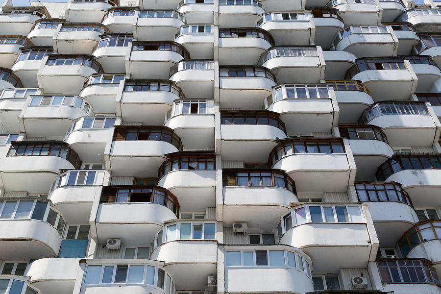 Rows of Old Residential Window Urban Flats Photograph by John Williams