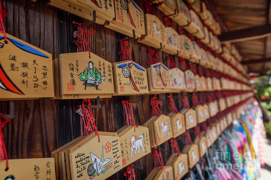 Rows of Shinto Wishing Plaques Photograph by Karen Jorstad