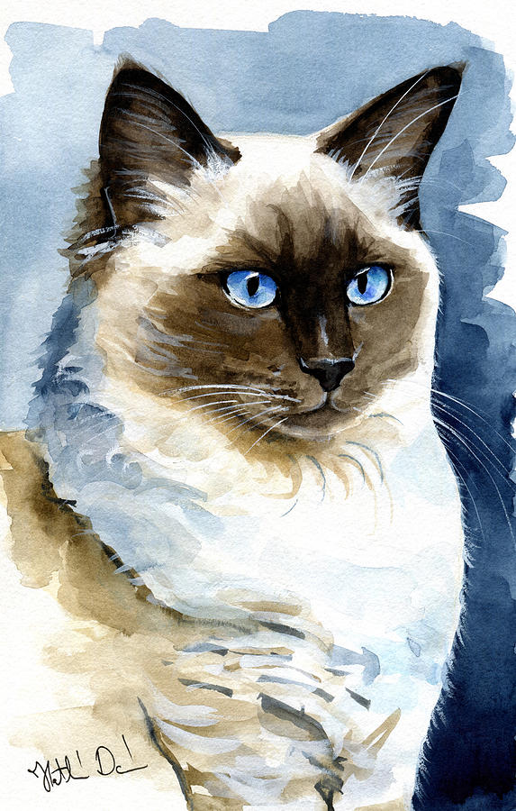 Download Roxy - Ragdoll Cat Portrait Painting by Dora Hathazi Mendes