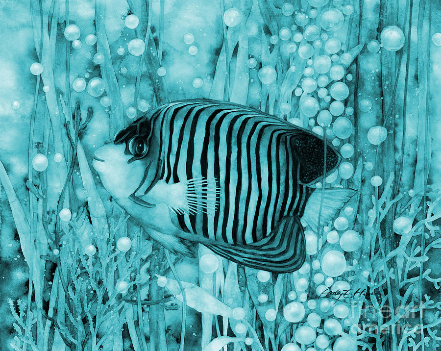 Mono Painting - Royal Angelfish in Blue by Hailey E Herrera Mono Painting - Royal Angelfish in Blue by Hailey E Herrera