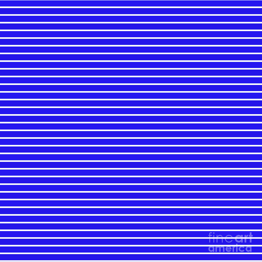 Royal Blue and White Horizontal Stripes Digital Art by Leah McPhail