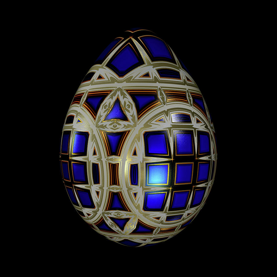 Royal Blue Egg with White Enamel and Goldleaf Digital Art by Hakon Soreide