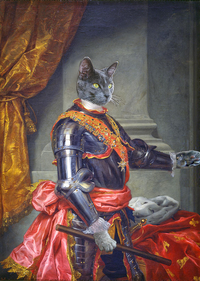 Royal Cat Portrait 1761 Mixed Media by Carlos V