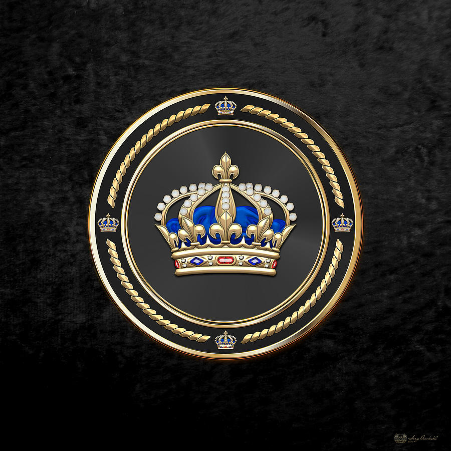 Royal Crown of France over Black Velvet Digital Art by Serge Averbukh