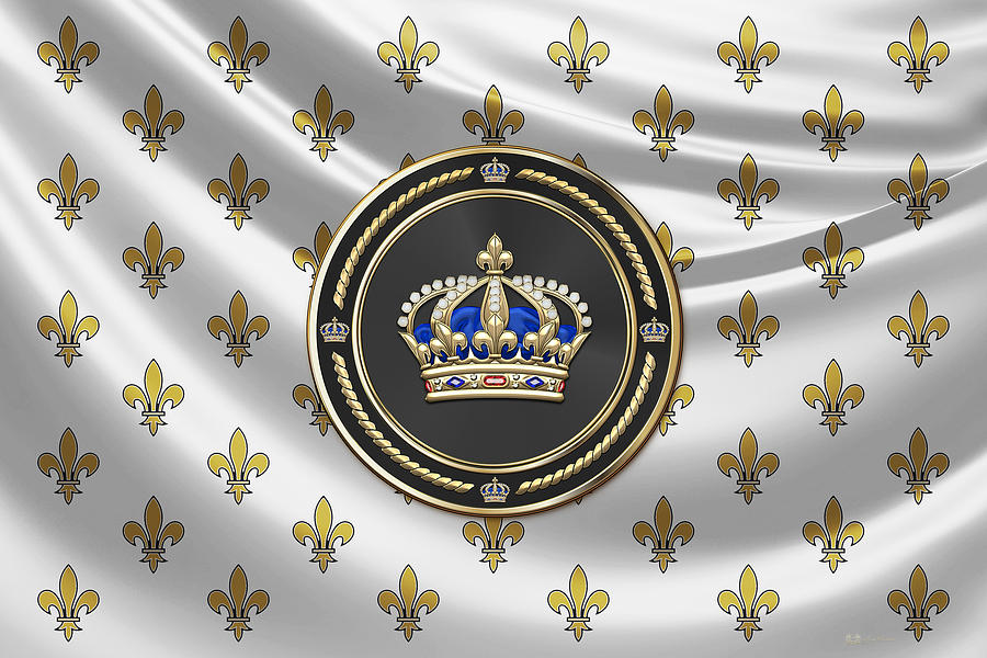 Royal Crown of France over Royal Standard  Digital Art by Serge Averbukh