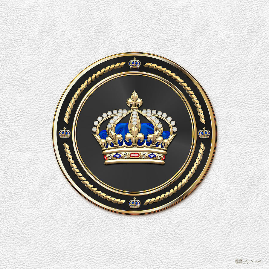 Royal Crown of France over White Leather  Digital Art by Serge Averbukh