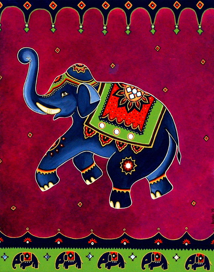 Royal Elephant Painting by Bindu Viswanathan