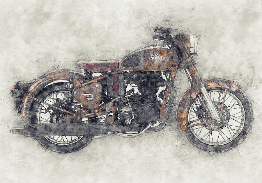 Royal Enfield Bullet 1 - Royal Enfield - Motorcycle Poster - Automotive Art Mixed Media by Studio Grafiikka