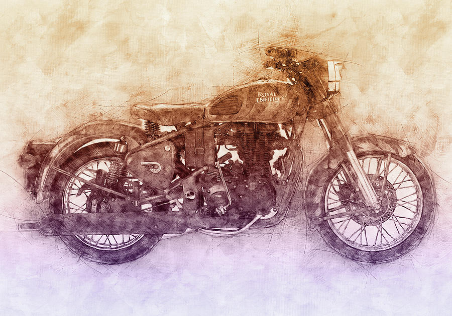 Royal Enfield Bullet 2 - Royal Enfield - Motorcycle Poster - Automotive Art Mixed Media