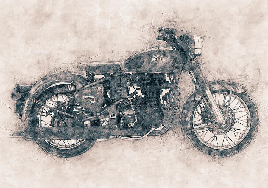 Royal Enfield Bullet - Royal Enfield - Motorcycle Poster - Automotive Art Mixed Media by Studio Grafiikka