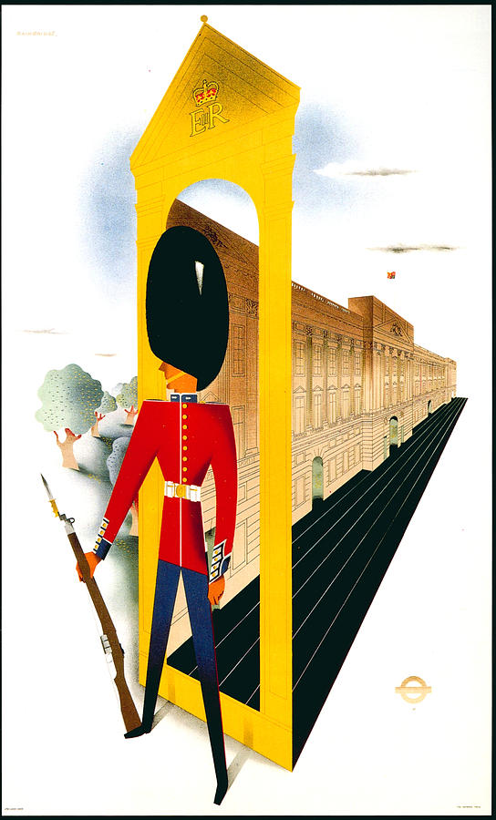 London Mixed Media - Royal Guard - The Queens Guard - London Underground, London Metro - Retro travel Poster by Studio Grafiikka