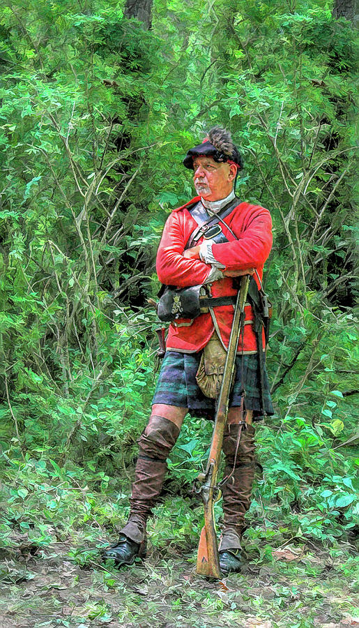 Royal Highlanders Soldier Forest Portrait  Digital Art by Randy Steele