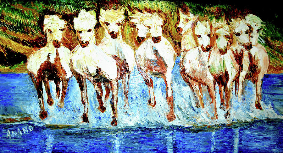Royal Horses Painting by Anand Swaroop Manchiraju