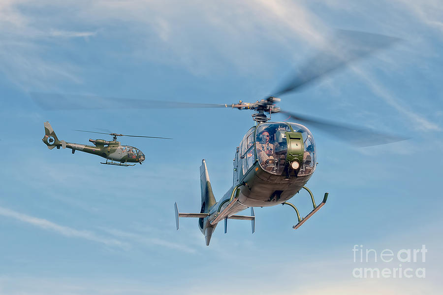 Helicopter Photograph - Royal Marines Gazelles by Steve H Clark Photography