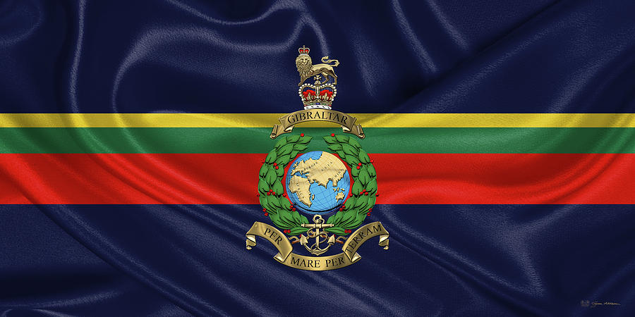 Royal Marines - R M Badge Over Royal Marine Flag Digital Art by Serge ...