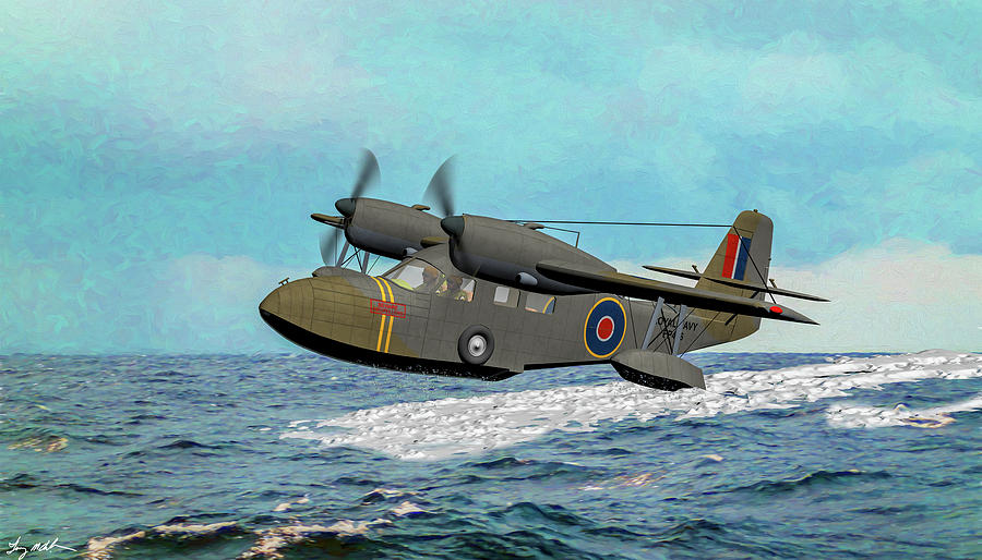 Royal Navy Gosling Seaplane - Oil Digital Art by Tommy Anderson