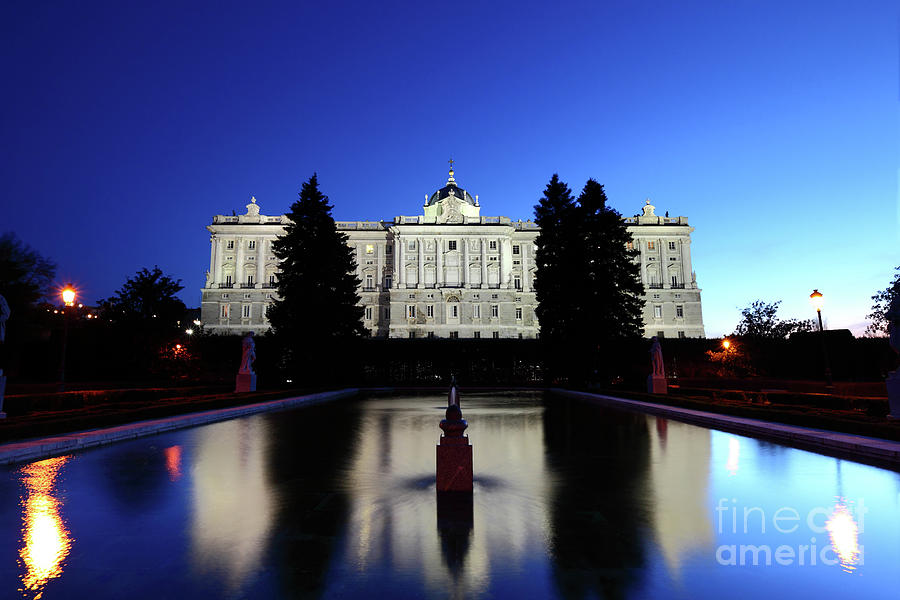 Royal Palace Reflected in Pool in Sabatini Gardens Madrid Photograph by James Brunker
