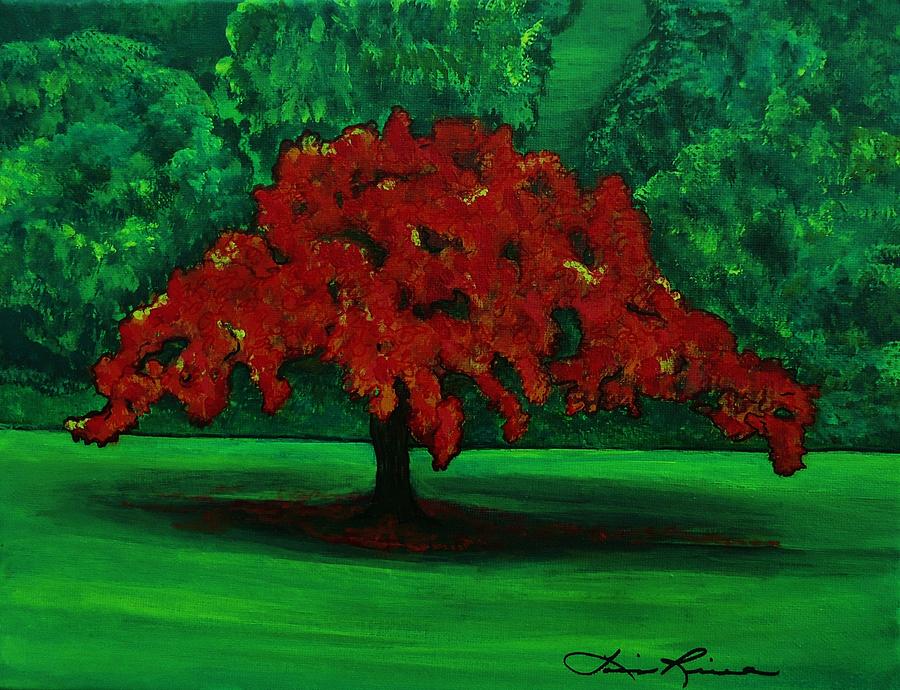 Tree Painting - Royal Poinciana Tree by Lois Rivera