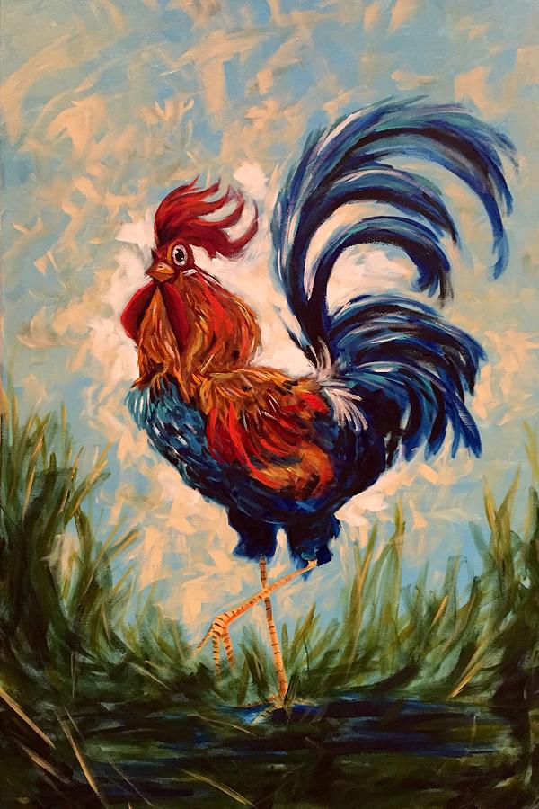 Rooster Painting - Little Jerry by Joel Tesch