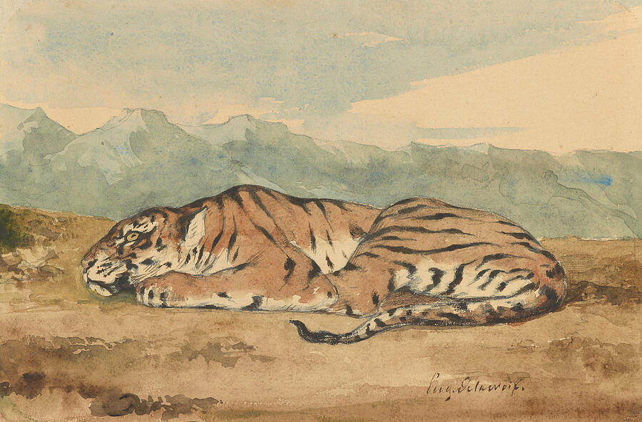 Eugene Delacroix Painting - Royal Tiger, by 1863 by Eugene Delacroix