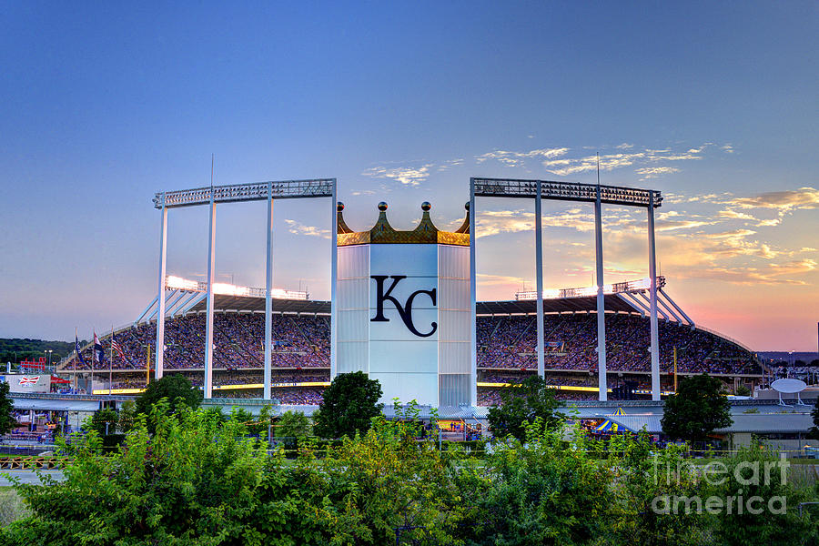 Kansas City Royals Photograph - Royals Kauffman Stadium  by Jean Hutchison