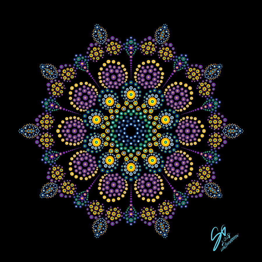Mandala Digital Art - Royalty on Black by Lisa Schwaberow
