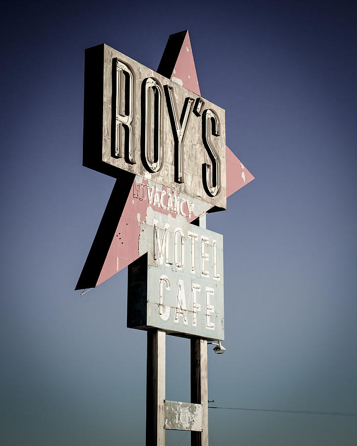 Sign Photograph - Roys Motel and Cafe by Alex Snay