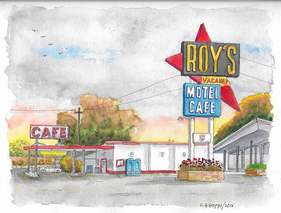 Roys Motel Cafe in Route 66, Amboy, California Painting by Carlos G Groppa