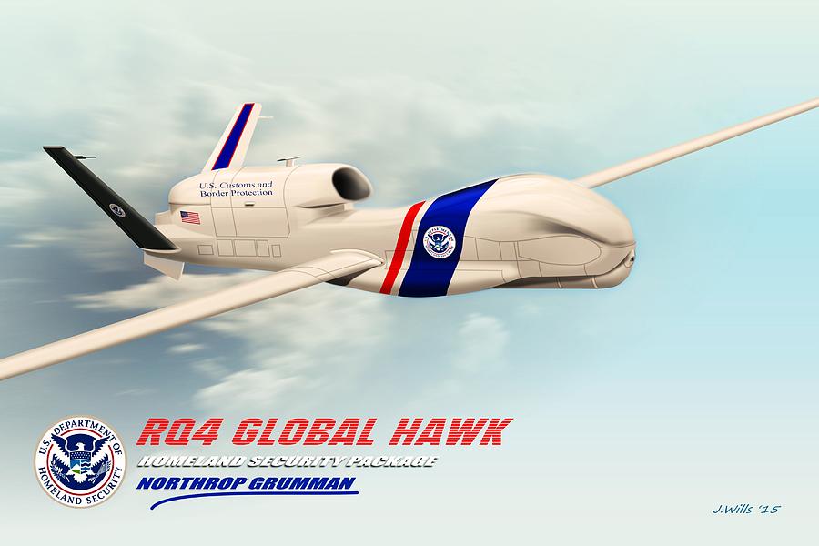 Rq4 Global Hawk Digital Art - Rq4 Global Hawk Drone United States by John Wills