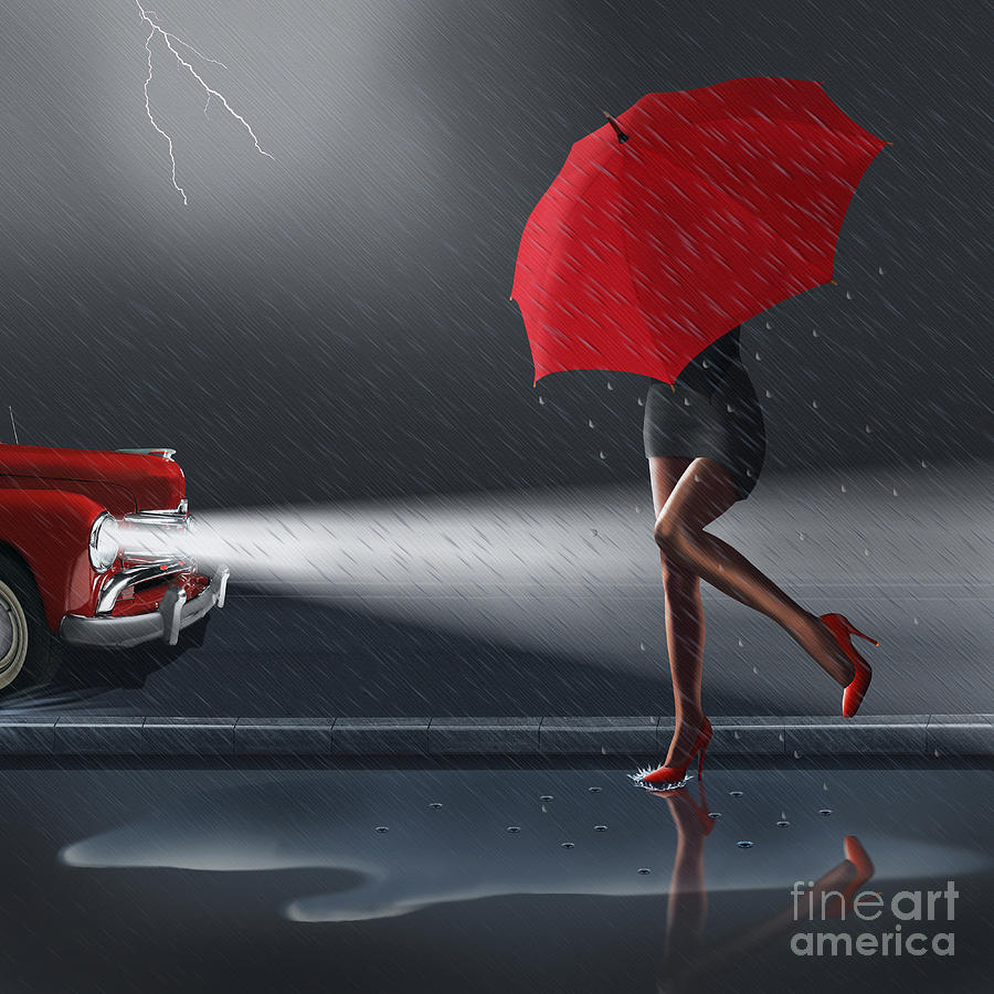 Black And White Mixed Media - Rainy day by Monika Juengling Black And White Mixed Media - Rainy day by Monika Juengling