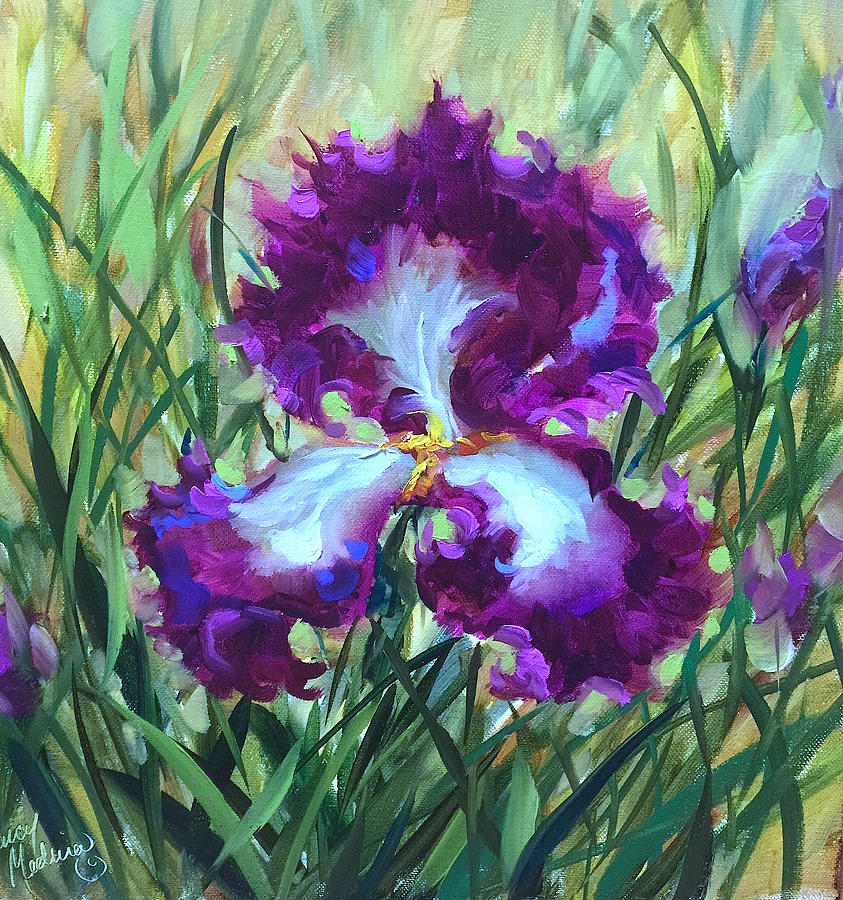 Ruby Dancer Purple Iris Painting by Nancy Medina - Fine Art America