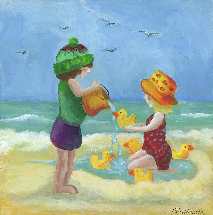 Rubber Duck Rescue Painting by Robin Wiesneth