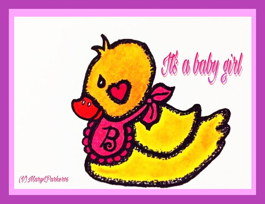 Rubber Ducky Baby Card Drawing by MaryLee Parker