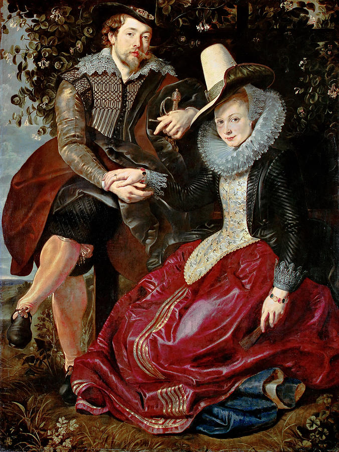 Rubens Self-Portrait with His First Wife Isabella Brant in the Honeysuckle Bower Painting by Peter Paul Rubens