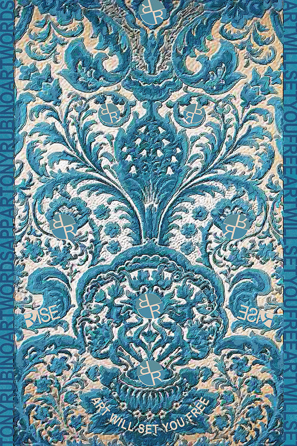 Rubino Blue Floral Painting by Tony Rubino